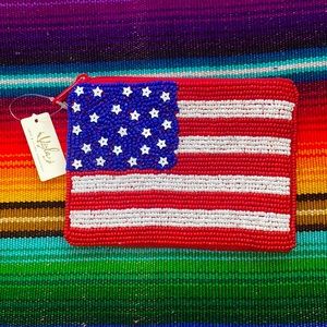 Viola Beaded American Flag Coin Purse